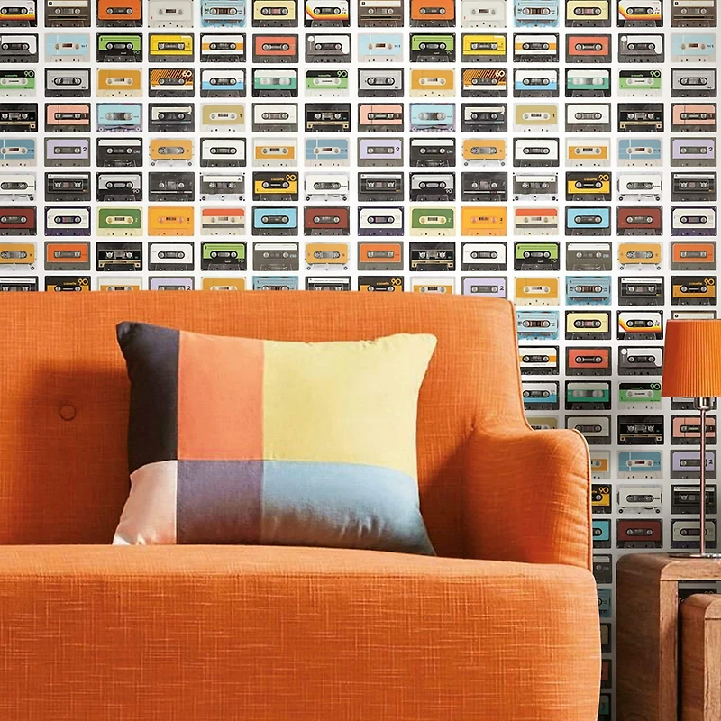RoomMates Retro Cassettes Peel & Stick Wallpaper