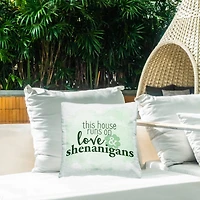 Stupell Industries This House Love & Shenanigans Shamrock, This House Love & Shenanigans Shamrock Outdoor Printed Pillow