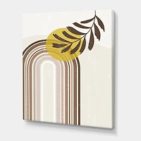 Designart - Abstract Sun and Moon With Leaf In Earth Tones