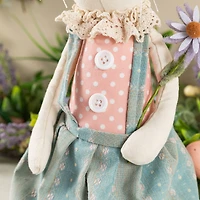 Glitzhome® 29.5" Easter Fabric Girl Bunny with Dangling Legs Figurine