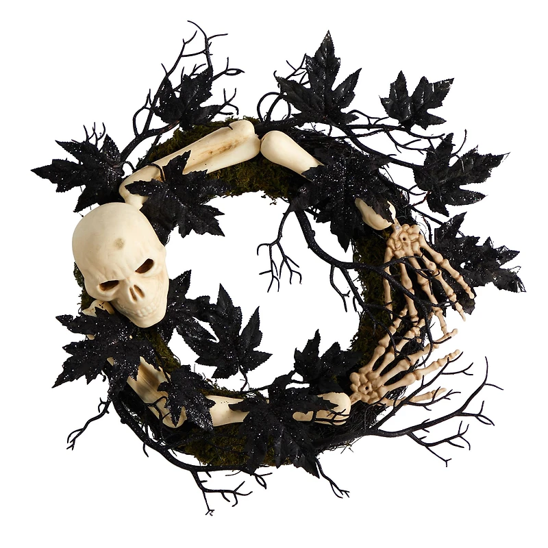 24" Halloween Skull & Bones Wreath