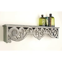 White Wood Farmhouse Wall Shelf, 10" x 48" x 8"