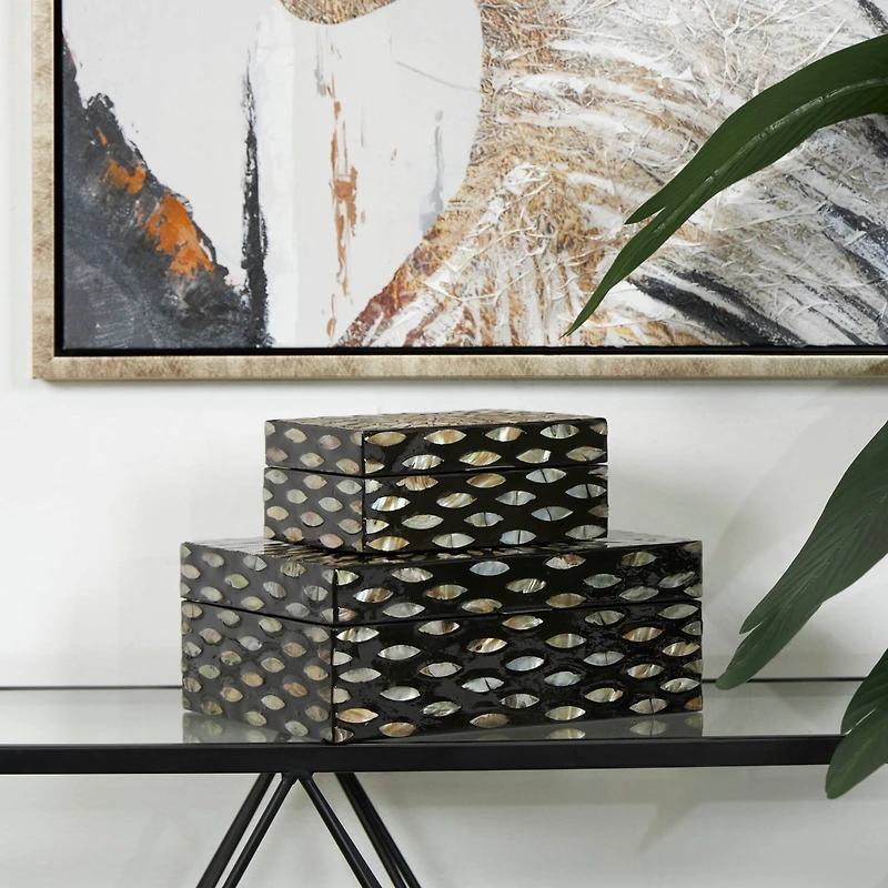 Black Mother of Pearl Geometric Box Set