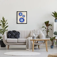 Stupell Industries Round Blue Evil Eye Pattern Dotted Detail Framed Floater Canvas Wall Art