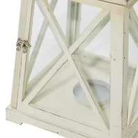 Set of 2" White Wood Coastal Lantern, 19", 12"