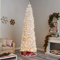 10ft. Pre-Lit Slim White Artificial Christmas Tree, Warm White LED Lights