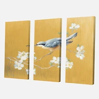 Designart - Gold Bird on Blossoms II