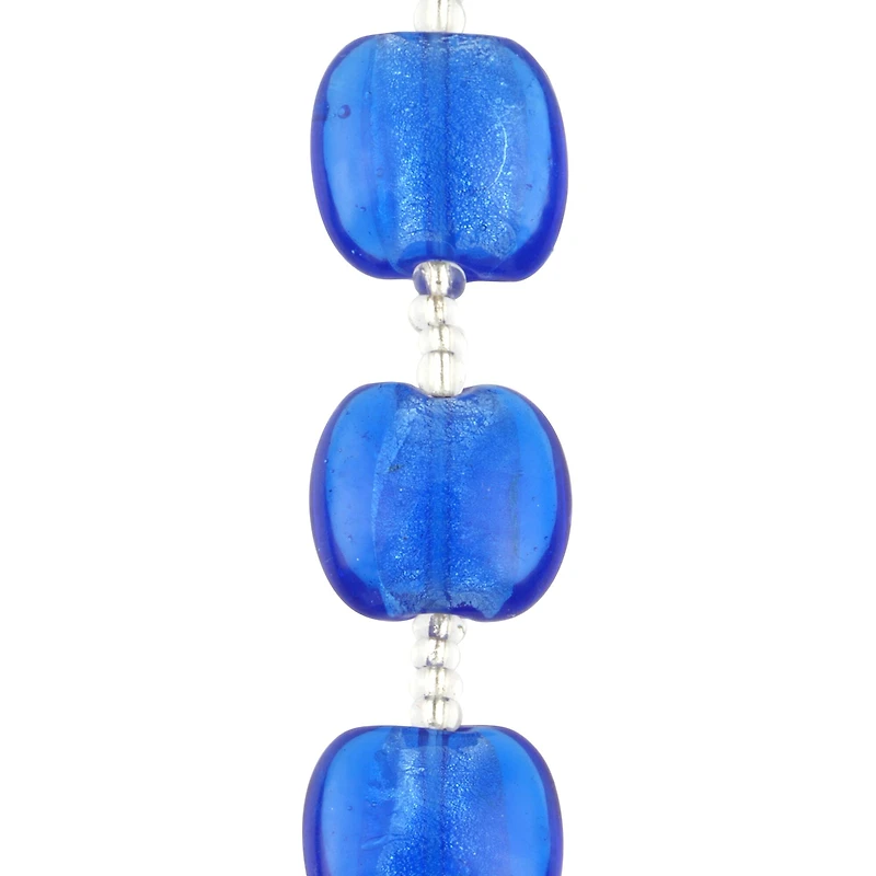 12 Pack: Blue Lampwork Glass Puffed Coin Beads by Bead Landing™