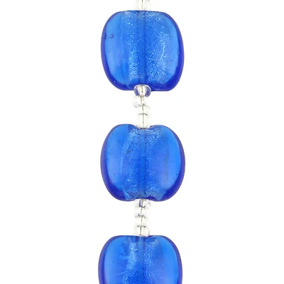 12 Pack: Blue Lampwork Glass Puffed Coin Beads by Bead Landing™