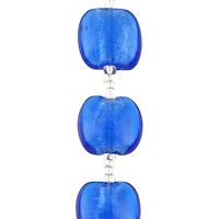 12 Pack: Blue Lampwork Glass Puffed Coin Beads by Bead Landing™
