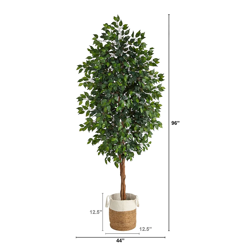 8ft. Ficus Artificial Tree with Handmade Natural Jute and Cotton Planter