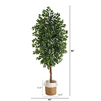 8ft. Ficus Artificial Tree with Handmade Natural Jute and Cotton Planter