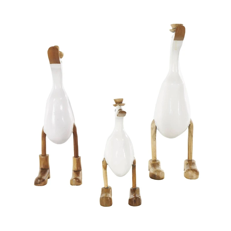 White Bamboo Wood Duck Sculpture Set, 3ct.