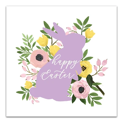 Happy Easter Floral Bunny 16" x 16" Canvas Wall Art
