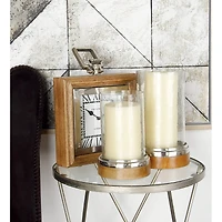 Clear Aluminum Traditional Hurricane Lamp Set