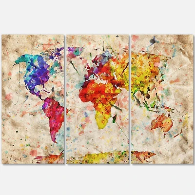 Designart - Vintage World Map Watercolor