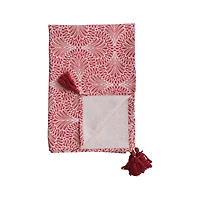 Hello Honey® 84" Red & White Patterned Cotton Printed Tablecloth