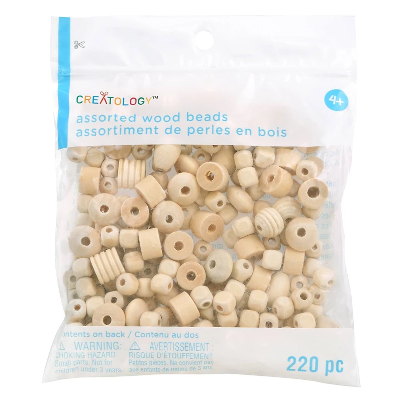 Mixed Wood Craft Beads by Creatology™, 220ct.