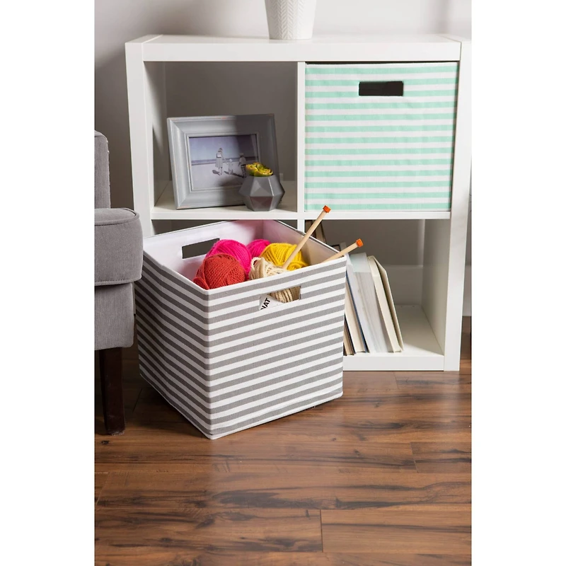 DII® 13" Gray Pinstripe Storage Cube