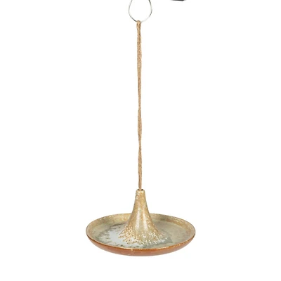 Hello Honey® 6.75" Tan Stoneware Bird Feeder with Jute Hanger