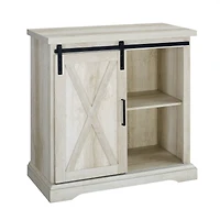 Walker Edison 32" White Oak Sliding Barn Door Farmhouse Accent Cabinet