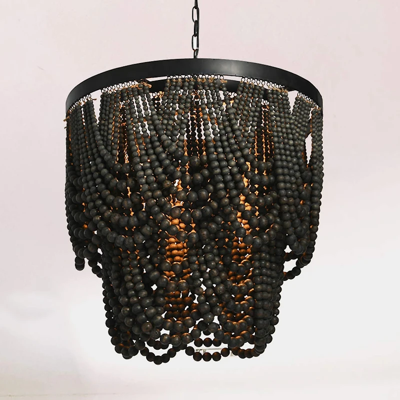 Hello Honey® 27.5" 2-Tier Draped Wood Bead Chandelier
