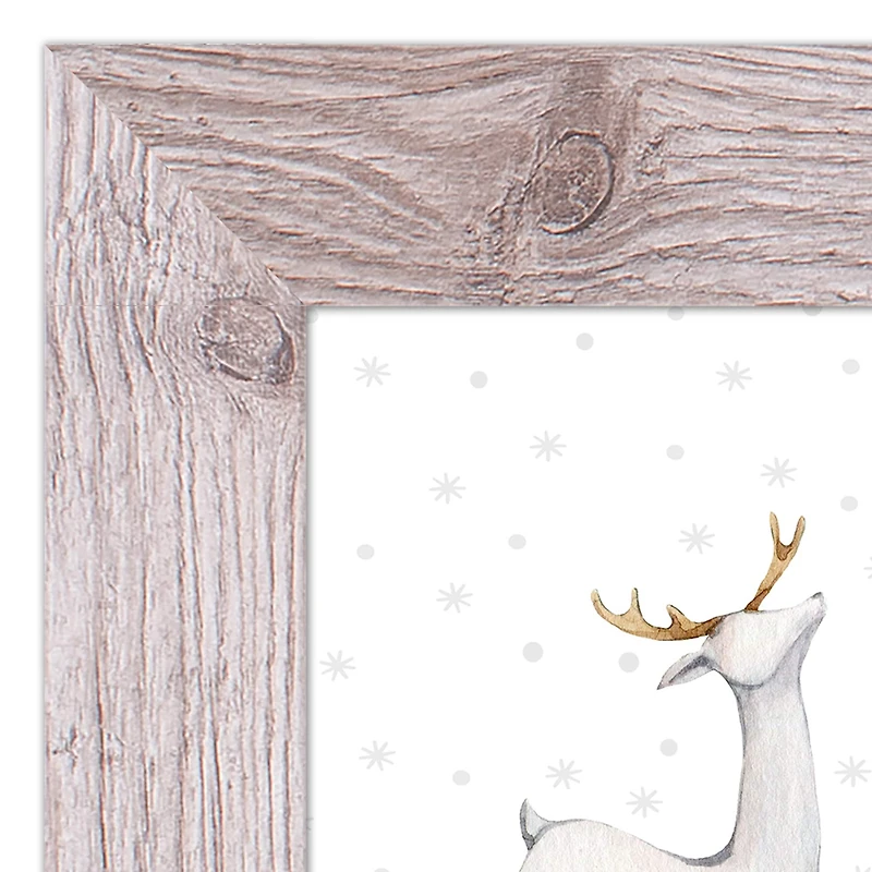 Designs Direct 14" x 11" Snow Reindeers Western White Framed Print