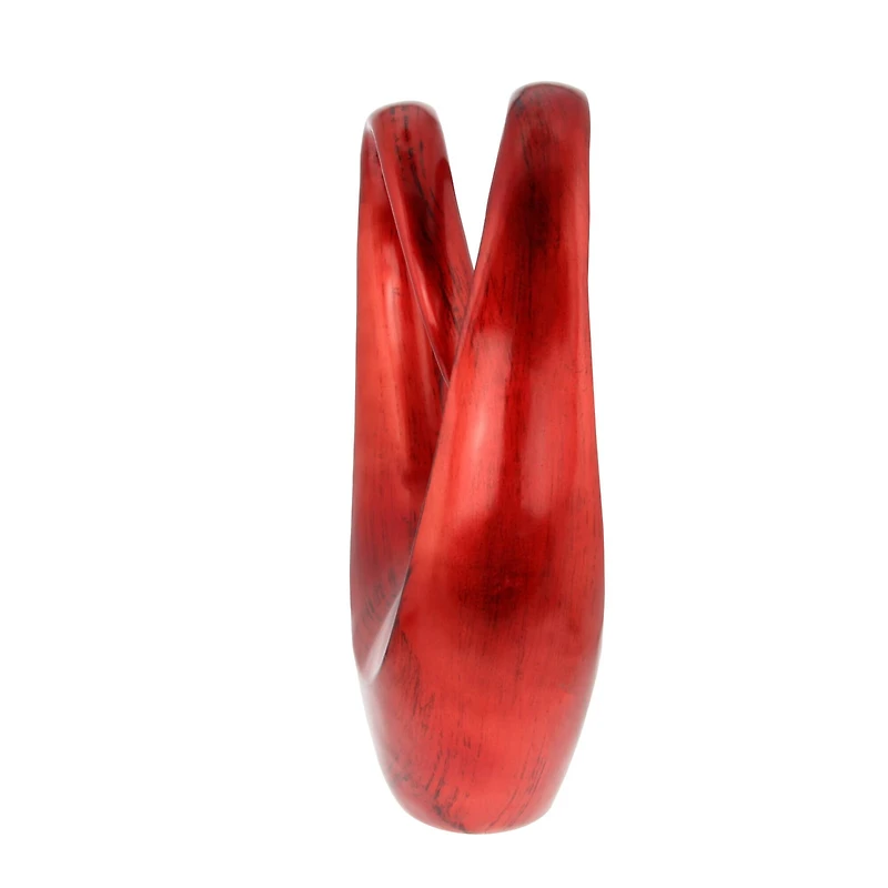 20" Red Polystone Contemporary Swirl Sculpture