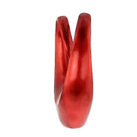 20" Red Polystone Contemporary Swirl Sculpture