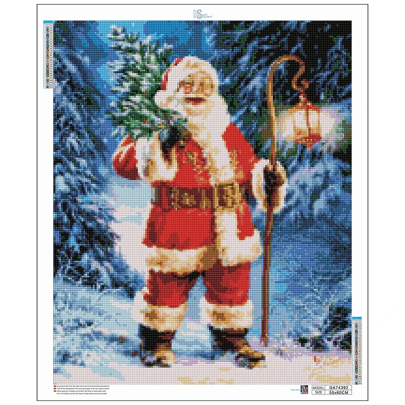 Sparkly Selections Santa Getting A Christmas Tree Diamond Painting Kit, Square Diamonds