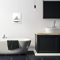 Stupell Industries Black & White Hippo In A Tub Wall Plaque