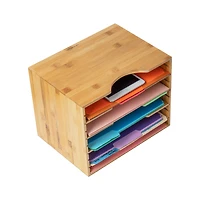 Mind Reader Vertical 4-Tier Bamboo File Organizer Box