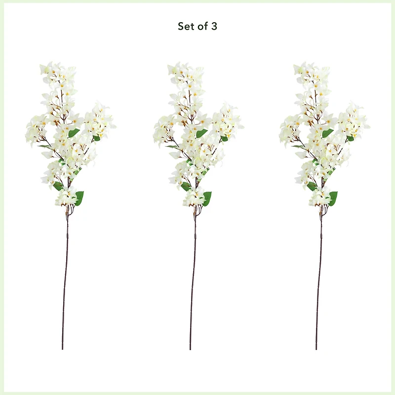 47" White Bougainvillea Flower Stems, 3ct.