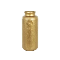 Gold Metal Tall Textured Hammered Floor Vase