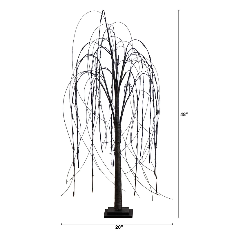 4ft. Orange & Purple LED Pre-Lit Halloween Black Willow Artificial Fall Tree