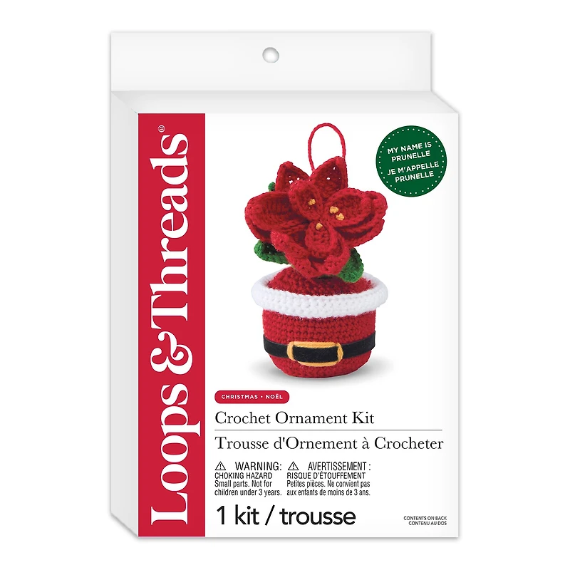 Intermediate Poinsettia in Santa Pot Amigurumi Crochet Ornament Kit by Loops & Threads®
