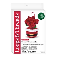 Intermediate Poinsettia in Santa Pot Amigurumi Crochet Ornament Kit by Loops & Threads®