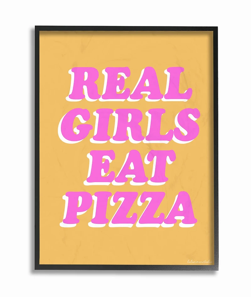 Stupell Industries LulusimonStudio Eat Pizza Wall Art in Black Frame