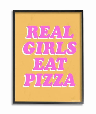 Stupell Industries LulusimonStudio Eat Pizza Wall Art in Black Frame