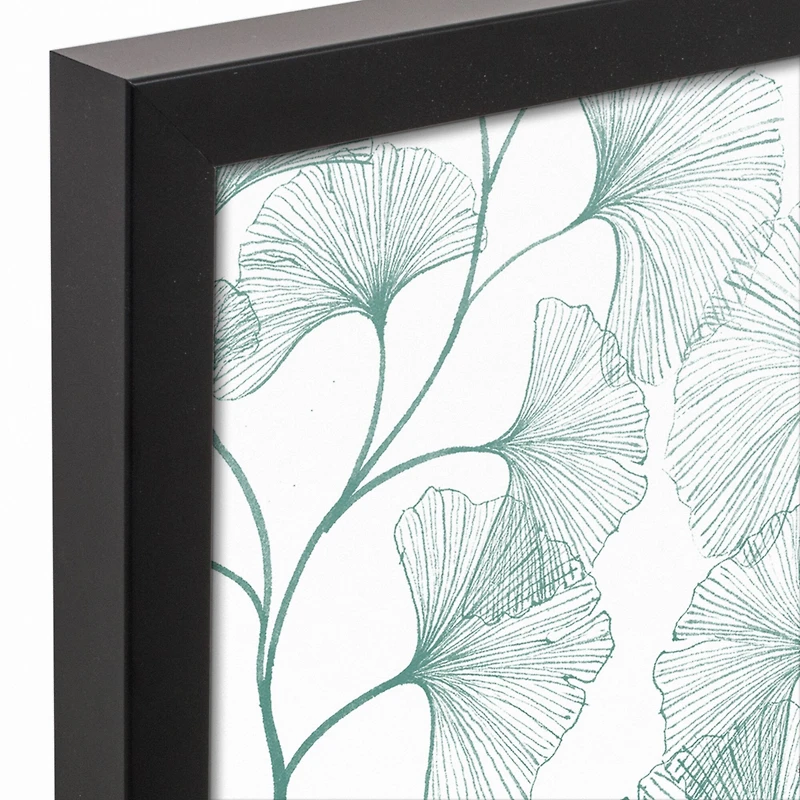 Sitting Buddha on Gingko Black Framed Wall Canvas