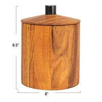 Hello Honey® 8.5" Natural Round Acacia Wood Canister with Handle