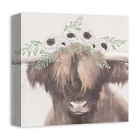 Flower Crown Highland Canvas Wall Art