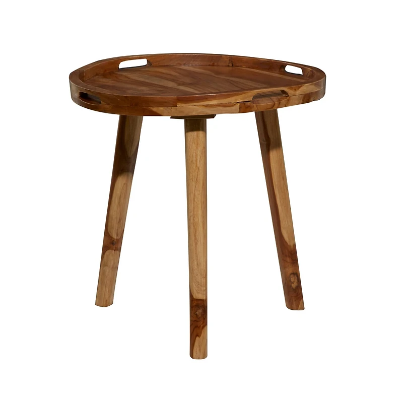 24" Brown Teakwood Contemporary Accent Table