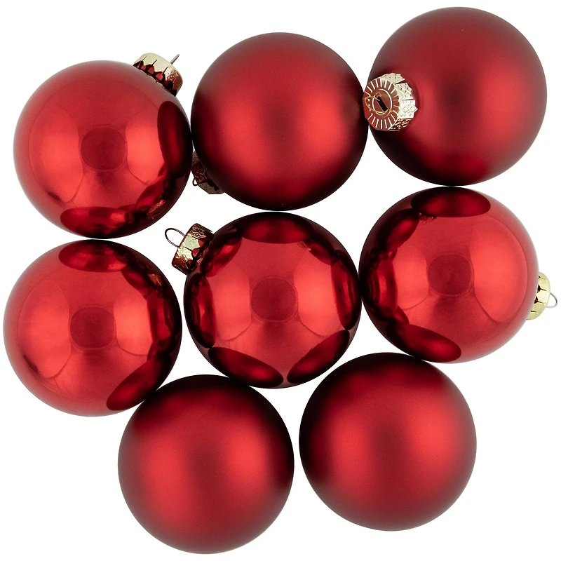96ct. Shiny & Matte Red Glass Ball Ornaments