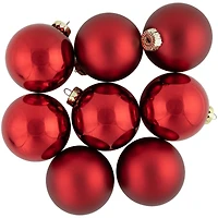 96ct. Shiny & Matte Red Glass Ball Ornaments