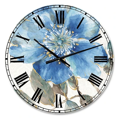 Designart Indigold Watercolor Flower I Traditional Wall Clock