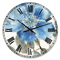 Designart Indigold Watercolor Flower I Traditional Wall Clock