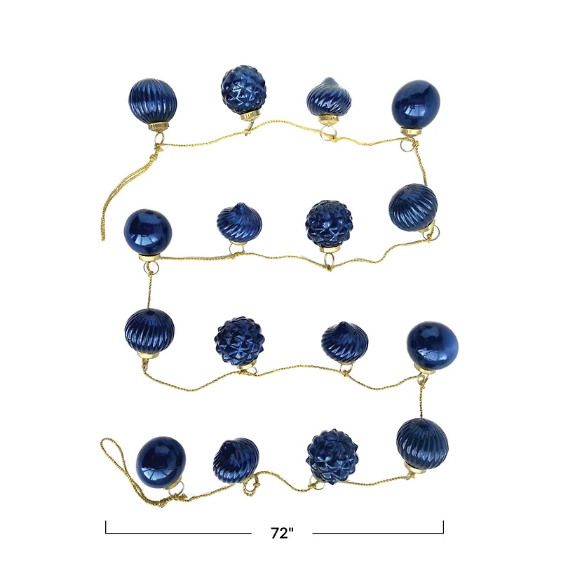 Hello Honey® 6ft. Dark Blue Embossed Mercury Glass Ornament Garland
