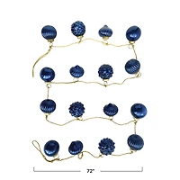 Hello Honey® 6ft. Dark Blue Embossed Mercury Glass Ornament Garland