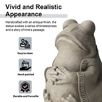 Glitzhome® 16.75" Faux Concrete Zen-Style Frog Garden Statue